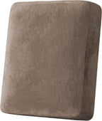 H.VERSAILTEX Velvet Stretch Couch Cushion Cover Plush Cushion Slipcover for Chair Cushion Furniture Protector Seat Cushion Sofa Cover (1 Piece Armchair Cushion Covers, Mocha)