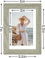 Vittanly 4x6 Picture Frames Set of 9, Shatter Resistant Plexiglass, Display 3.5x5 Pictures with Mat or 4x6 without Mat, Photo Frames for Wall or Tabletop, Engineered Wood, Driftwood
