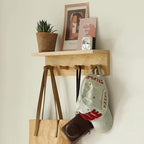 Entrance Coat Rack ，Coat Hooks, Wall-Mounted Wooden Hook Rack, Wall-Mounted Shelves are Very Suitable (Oak Colored Finish-2)