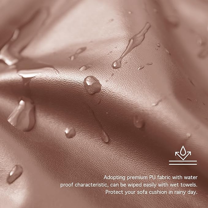 Yates Home PU Leather Couch Sofa Cushion Slipcover Water-Proof Elastic Chair RV Seat Covers Loveseat Sofa Furniture Protector Slip Cover for Seater Replacement in Living Room（Chair, Light Brown）