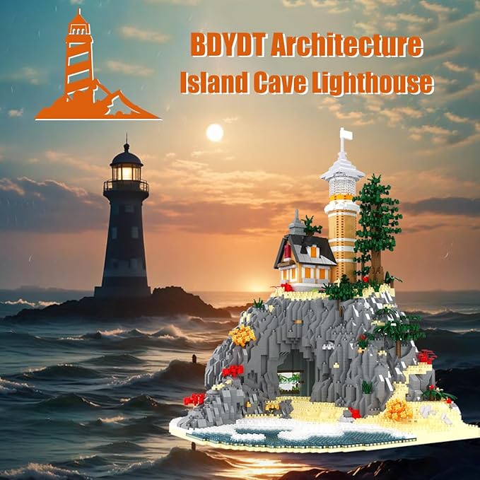 Architecture Island Cave Lighthouse Micro Building Blocks Sets（5686PCS）- Building Block Model Gifts and Unique Collectibles Suitable for Children and Adult Creative Enthusiasts