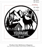 Personalized Deer Forest Name metal Signs,Custom Shed Metal Wall Decor,Black Deer Metal Wall Art Decor,Deer Home Metal Signs Plaques,Outdoor wall Decorative Signage (Style B)