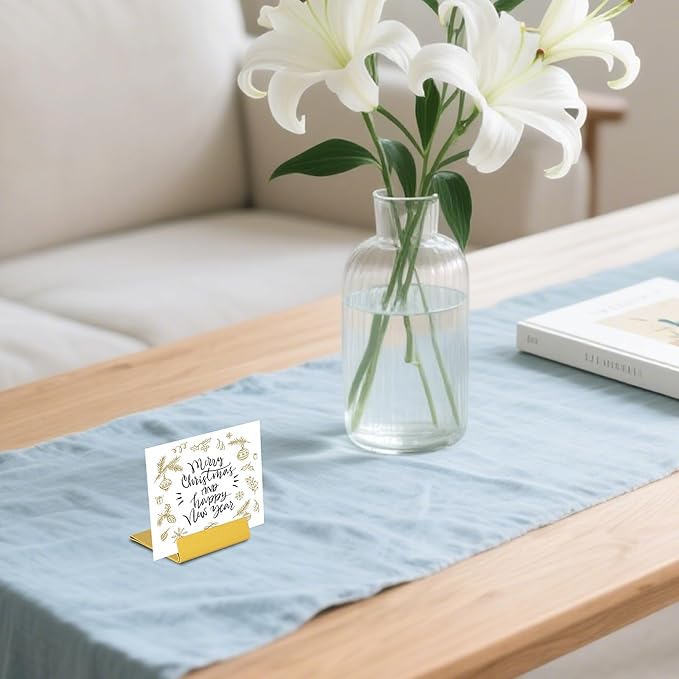 Urban Deco Table Card Holder Metal Place Card Holders Steel Card Holders for Photos, Food Signs, Memo Notes, Weddings, Restaurants, Birthday (Gold 24PK)