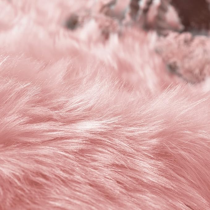 Goolela Pink Fuzzy Fluffy Rugs 6x9 Pink Furry Faux Fur Sheepskin Rug Plush Area Rug for Living Room Bedroom Soft Shag Rectangle Carpet Home Decor