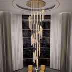 Chandeliers for Living Room 38-Lights Modern Crystal Light Extra Large Chandelier Light Fixture Entryway Foyer High Ceiling Chandeliers Lighting with Sloping Ceiling (Gold Chandelier)