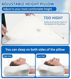Cervical Neck Pillow for Sleeping, Memory Foam Pillow for Pain Relief, Orthopedic Contour Bed Pillow for Side, Back & Stomach Sleepers with Cooling Pillowcase