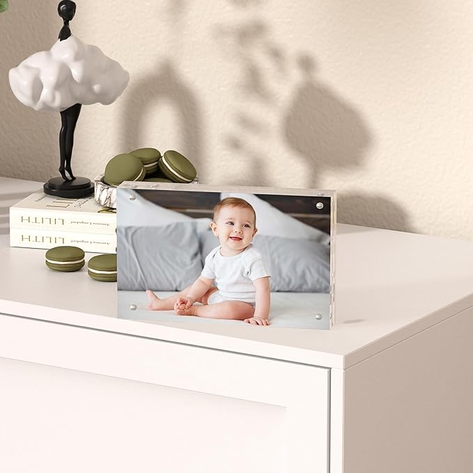 2 Pack Acrylic Picture Frames 3.5x5 inch,Magnetic Picture Frames, Clear Acrylic Photo Frames 3.5 by 5" Free Stand Small Picture Frame with Gift Box,Festivals Giving