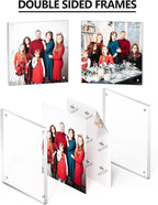 5x5 Acrylic Picture Frame 5 Pack, Clear Freestanding Double Sided Frameless Magnetic Photo Frames, Desktop Display Decor Gift