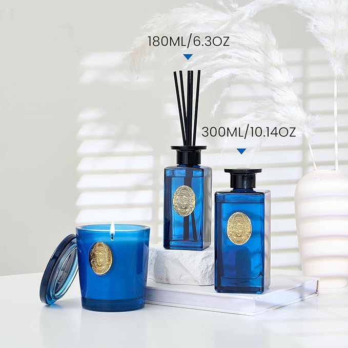 M&SENSE 6.3 oz Large Reed Diffuser Set | Midsummer Evening Scent Oil Diffuser with Sticks | Hotel Collection Non-Toxic Essential Oil |for Bedroom Bathroom Living Room