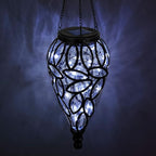 SUNNYPARK Outdoor Plastic Solar Hanging Lantern, 15 Cool White LEDs Twinkle Effect Tear-Shaped Hanging Lantern Decor Garden Decorative Solar Lights for Backyard, Patio and Lawn