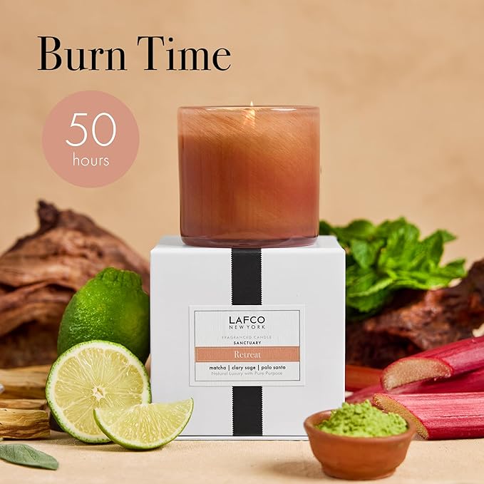 LAFCO New York Classic Candle, Retreat - 6.5 oz - 50-Hour Burn Time - Reusable, Hand Blown Glass Vessel - Made in The USA