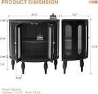 31'' Sideboard Buffer Cabinet with Storage, Semi-Circle Modern Accent Storage Cabinet with Wooden Finish & Acrylic Doors, Console Table for Living Room Entryway Hallway (Black)