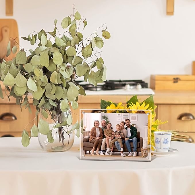 SYNTRIFIC 4x6 Acrylic Picture Frame 5 Pack,10+10mm Thickness Acrylic Frame,Freestanding Double Sided Frames Lucite Frameless Transparent Gift for Desktop Display