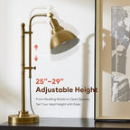 VONLUCE Rustic Desk Lamp Gold Adjustable, Industrial Style Metal Task Lamps 25"-29", Vintage Work Light, Farmhouse Reading Lamp in Brushed Gold Finish, ETL Certificate