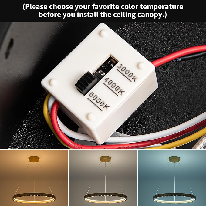 Modern Led Pendant Light Modern Led Chandelier, 1 Ring Circular Chandelier Dimmable Hanging Pendant Lighting for Living Room Dining Room Kitchen Island Foyer Office 23.6", 3000-6000K Gold