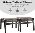 Patio Footstools Outdoor Foot Rest Aluminum Ottomans Samll Seat Wicker Furniture Patio Ottoman 2 Pieces Brown