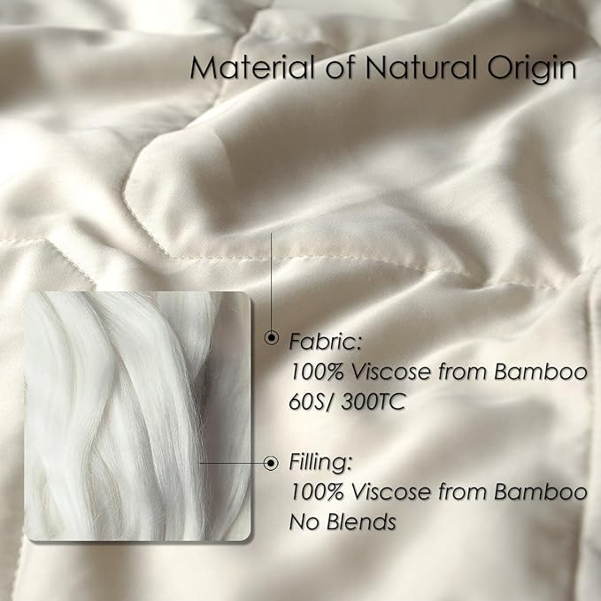EP Mode Lightweight Quilt Blanket for Summer, Viscose from Bamboo Fabric & Filling, Natural, Breathable & Machine Washable- Ivory, Twin