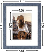 Vittanly 8x10 Picture Frames Set of 9, Shatter Resistant Plexiglass, Display 5x7 Pictures with Mat or 8x10 without Mat, Photo Frames for Wall or Tabletop, Engineered Wood, Navy