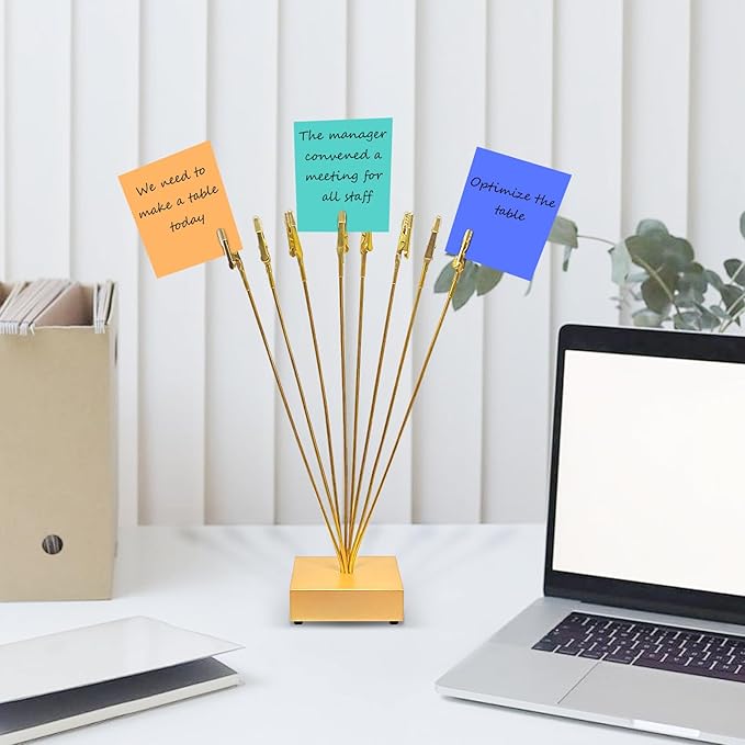 Gold Photo Tree Holder Clip Cube Base,8 - Branch Money Trees Gift Card Holder with Clips,Picture Holder Stand for Christmas Wedding Greeting Birthday Party Gift