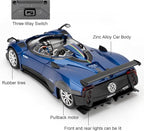 1/24 Car Model Compatible for Collectible Pagani Zonta HP Diecast Toy Car,Zinc Alloy Pull Back Cabriolet Vehicles Toy with Sound and Light for Adult Boys Girls (Blue)
