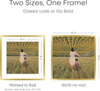 Homeforia Square 10x10 Gold Frame, High End Metal 10 by 10 Picture Frames with Mat 8 x 8, 10by10 Thin Poster Frame Matted to 8x8 inch Photo, Wall or Tabletop Frames, Tempered Glass, Wall Kit, Set of 1