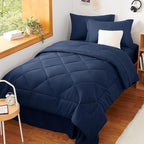 CozyLux Twin Comforter Set with Sheets Navy Blue - 5 Pieces Bed in a Bag Twin, All Season Bed Set for Girls and Boys, Bedding Set with Down Alternative Comforter, Sheets, Pillowcase & Sham