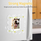 5 Pack 3x4 Inch Acrylic Polaroid Magnets Picture Frame for Refrigerator, Scalloped Clear Frames for Instax Photo, Wallet Size Mini Frame for Fridge
