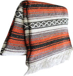 Del Mex Classic Mexican Blanket, Large Authentic Woven Falsa Throw (70"x50"), Artisan Southwest Décor for Beach, Yoga, Outdoors (Terracotta)