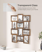 SONGMICS Collage Picture Frames, 4x6 for Wall Decor Set of 12, Multi Family Photo for Gallery Decor, Hanging Display, Assembly Required, Rustic Brown