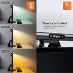 Beam Monitor Light Bar, LED Light Bard for Eye Caring, e-Reading, LED Desk Lamp with Auto-Dimming, Touch Control, No Screen Glare, Space Saving, Home Office Task Lamps (Black (Non-RGB))