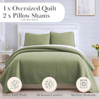Southshore Fine Living, Inc. Quilts, Queen Size Set, Pet Hair Resistant Bedding, Soft Coverlet Queen Size/Full, Quilt Set with 2 Pillow Shams, Lightweight Full Bedspread, Sage Green
