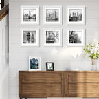 8x8 Picture Frames with Real Glass, White Wooden Square Photo frame Set of 3, Displays 4x4 Picture With Mat or 8x8 Without Mat, Desktop & Wall Collage Frame set