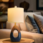 OYEARS 19" Boho Lamp for Bedroom, Bedside for Nightstands, Table Lamp for Living Room,Suitable for Small Space,Coastal Farmhouse, End Table, Rattan Nautical Beach Style, Blue,1 Pack