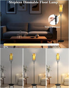 Lightdot 64.6IN Black Floor Lamp Dimmable Linen Shade LED Floor Lamps with 3000K Soft Warm White for Wedding/Party, Modern Tall Lamp for Living Room/Bedroom (Bulbs Included)