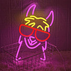 Llama With Red Glasses Neon Sign for Wall Decor Llama Neon Light Cool Animal Neon Light Sign Dimmable USB Powered Colorful LED Neon Sign for Bedroom Zoo Home Bar Pub Animal Lover Restaurant