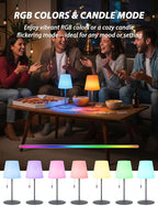 uuffoo Cordless Rechargeable Outdoor Table Lamp, Dimmable Shower Lamp for Living Room, Bedroom, Bathroom, Patio, Restaurant, Small Modern Desk Light with RGB Color Changing, Warm White & Candle Mode
