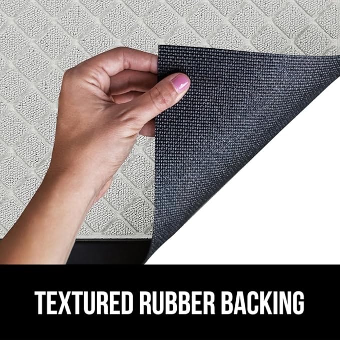 GORILLA GRIP 100% Waterproof All-Season WeatherMax Doormat US Designed Natural Rubber, Stain and Fade Resistant, Low Profile Indoor Outdoor Door Mats, Easy Clean Patio Mat, 23x35, Light Gray