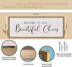 comurdyo Welcome To Our Beautiful Chaos Wall Decor Art 32"X12" for Home Entryway Sign Large Wood Framed Wall Hanging (Wood)