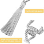 Fenghuangwu Curtain Tiebacks Tassel Tie-Backs, Rope Curtain tie Backs Handmade Curtain Holdbacks Made from Polyester (Silver, 4p)