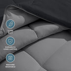 Bare Home Oversized Queen Comforter - Reversible Colors - Goose Down Alternative - Ultra-Soft - Premium 1800 Series - All Season Warmth - Bedding Comforter (Oversized Queen, Black/Grey)