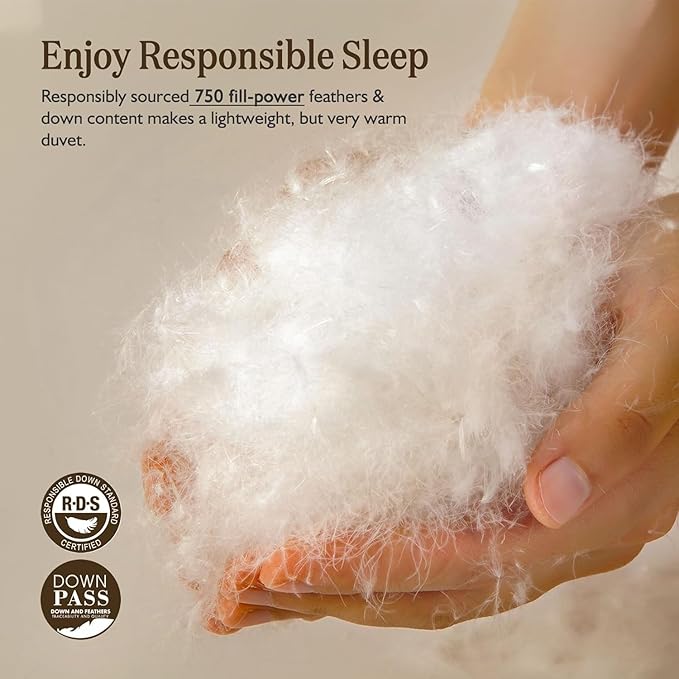 BPC Feather Down Comforter Super King for All Season, 750 Fill-Power Cloud Fluffy Duvet Insert with Ultra-Soft Egyptian Cotton Blend Cover, Medium Warmth Hotel Comforter, White, 120x120 Inches