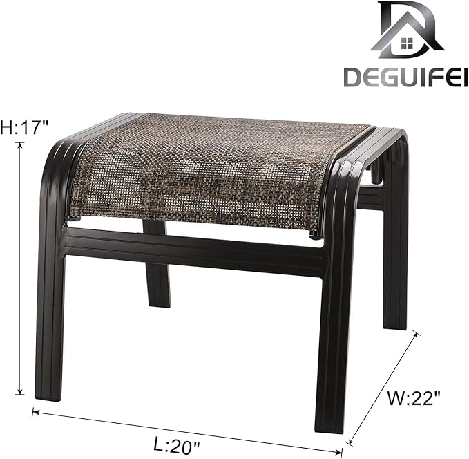 Patio Footstools Outdoor Foot Rest Aluminum Ottomans Samll Seat Wicker Furniture Patio Ottoman 2 Pieces Brown