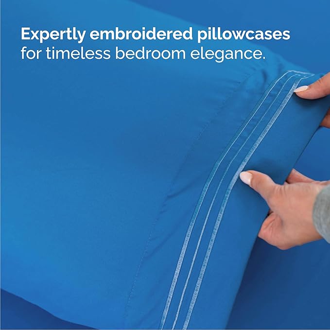 Queen Size 4 Piece Sheet Set - Comfy Breathable & Cooling Bed Sheets Set - Hotel Luxury Bedding for Women, Men, Kids, Teens, Boys & Girls - Deep Pockets, Soft and Wrinkle Free - Oeko-Tex - Royal Blue