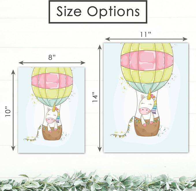 Unicorn Wall Decor Art Prints (Set of 4) - Unframed - 8x10s | Girls Room Decor | Enchanting and Whimsical Design | Adding Fantasy and Charm to Kids' Rooms or Nurseries | Wall Art for Unicorn Lovers