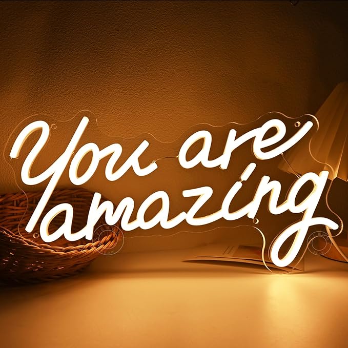 SYLHOME You Are Amazing Led Neon Light Sign Girls Bedroom Kids Room Wall Decor Sign Wedding Birthday Christmas Graduation Party Sign Student USB 15.75" X 8.94" Warm