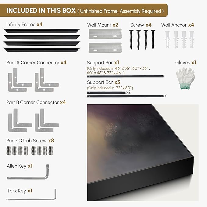 SIGNWIN 60"x72" Extra Large Framed Wall Art Golden Light River Path Dreamy Impressionist Landscape Illustration for Home Living Room Bedroom Decor (Frame Assembly Required)