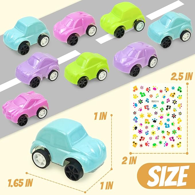 Vileafy 35 Toy Cars with Stickers, Pinata Stuffers and Prize Box Toys for Kids Classroom, Bulk Mini Cars for Kids Party Favors, Goodie Bag Stuffers, Treasure Chest, and Birthday Gifts