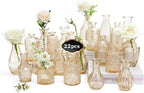 22 Pack Bud Vase in Bulk - BEAHOT Gold Flower Vases for Wedding Decorations, Glass Vase for Table Decorations, Small Vase for Home, Mother's Day, Centerpieces, Party, Office (Gold)