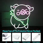 Pig Neon Sign - HSJNJKFU Neon Signs for Wall Decor Animal Led Sign Light Up Sign for Room Birthday Party Home - LED Neon USB Powered