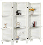 Room Divider with Shelves, Privacy Screen, Room Dividers and Folding Privacy Screens, 5 Panel Wood Temporary Wall Partition Separation Separator, White